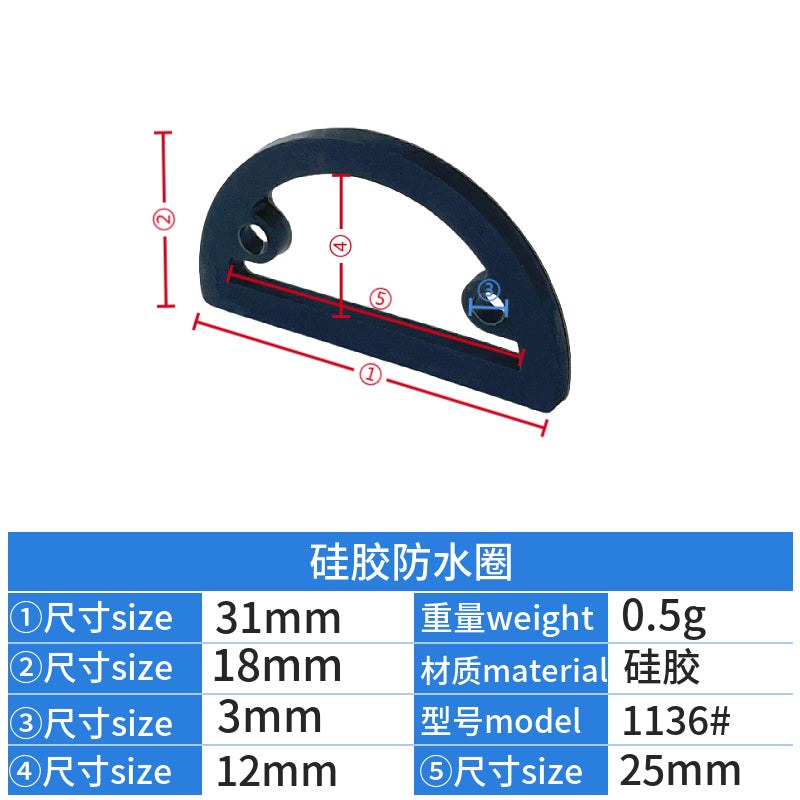 Custom Silicone Waterproof Gasket Supplied by Manufacturer, Half-Circle Black D-Shaped Sealing Waterproof Silicone Ring, 31mm
