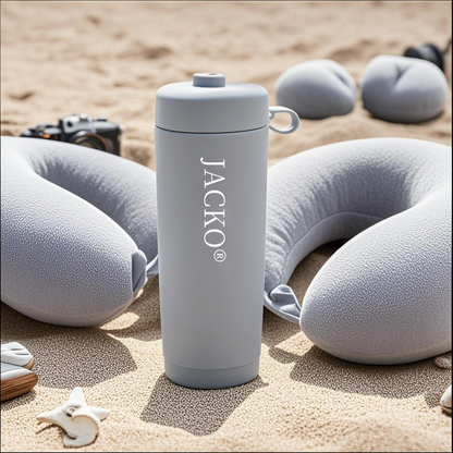 Two-in-one portable travel storage box, dual-purpose inflatable pillow, essential portable silicone storage box