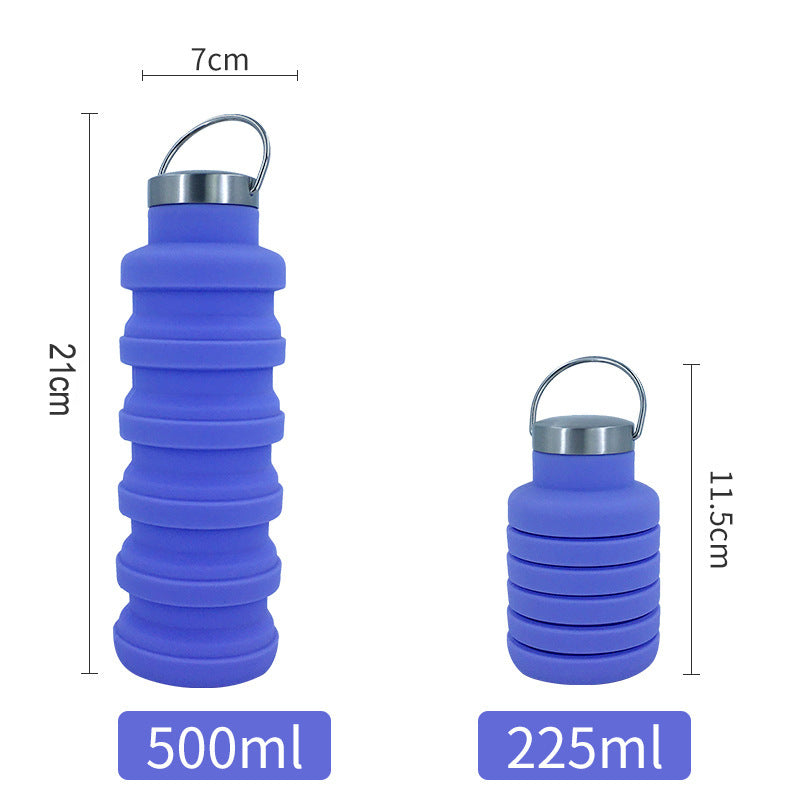 Wholesale portable food grade silicone folding cup 500ml creative sports kettle outdoor telescopic decompression water cup