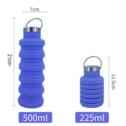 Wholesale portable food grade silicone folding cup 500ml creative sports kettle outdoor telescopic decompression water cup