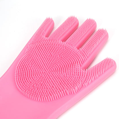 Household cleaning silicone magic gloves multi-functional thickening kitchen brush pot washing dishes washing artifacts cleaning gloves