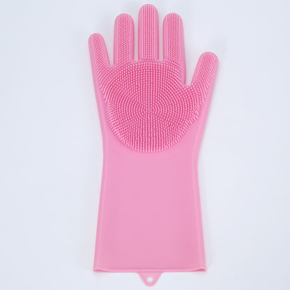 Household cleaning silicone magic gloves multi-functional thickening kitchen brush pot washing dishes washing artifacts cleaning gloves