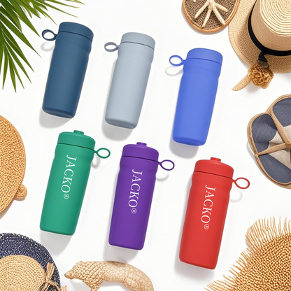 Two-in-one portable travel storage box, dual-purpose inflatable pillow, essential portable silicone storage box