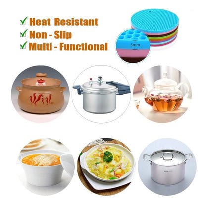 Manufacturers wholesale honeycomb silicone heat insulation mat kitchen table round pot coaster heat resistant food grade silicone placemat