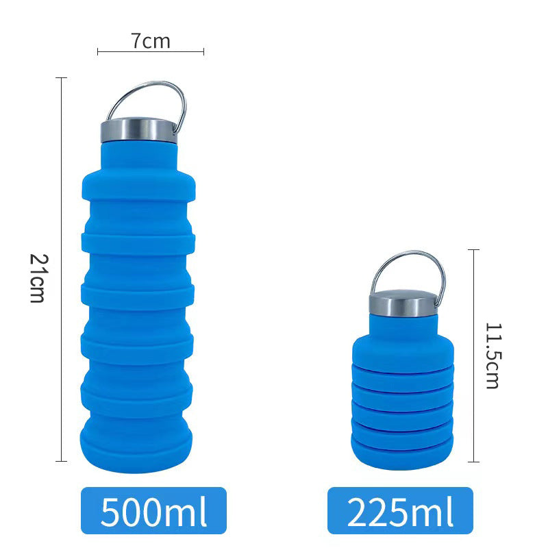 Wholesale portable food grade silicone folding cup 500ml creative sports kettle outdoor telescopic decompression water cup