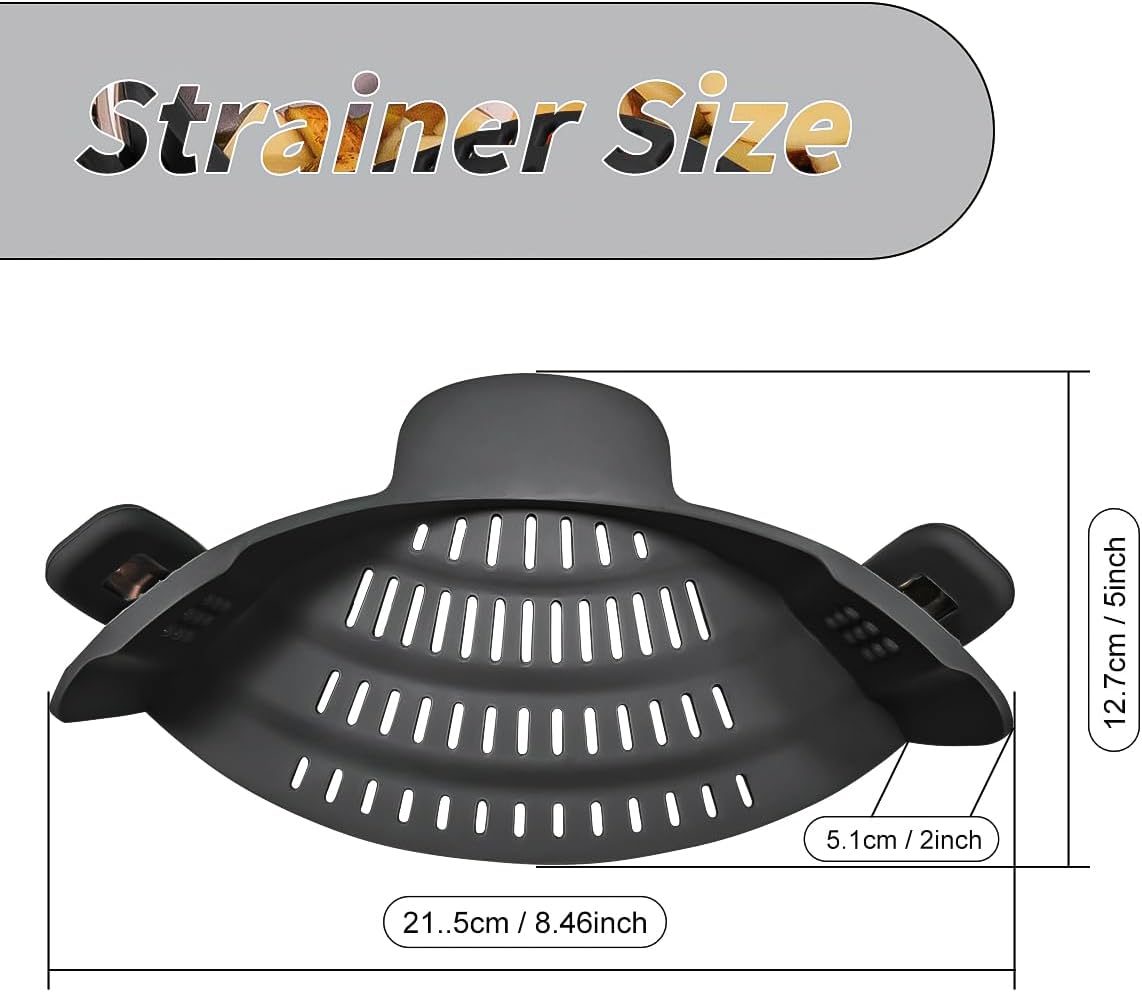 Silicone pasta strainer Wide mouth leacher Vegetable and fruit strainer with side drain