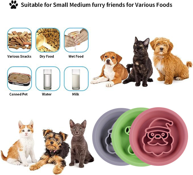 Food grade silicone cutlery for dogs slow bowl for Cats pet Slow bowl for pets