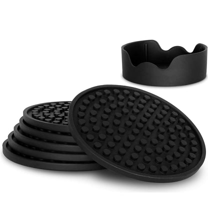 Non-breakable silicone drink coasters for the desk table bar protect non-slip tabletop coasters